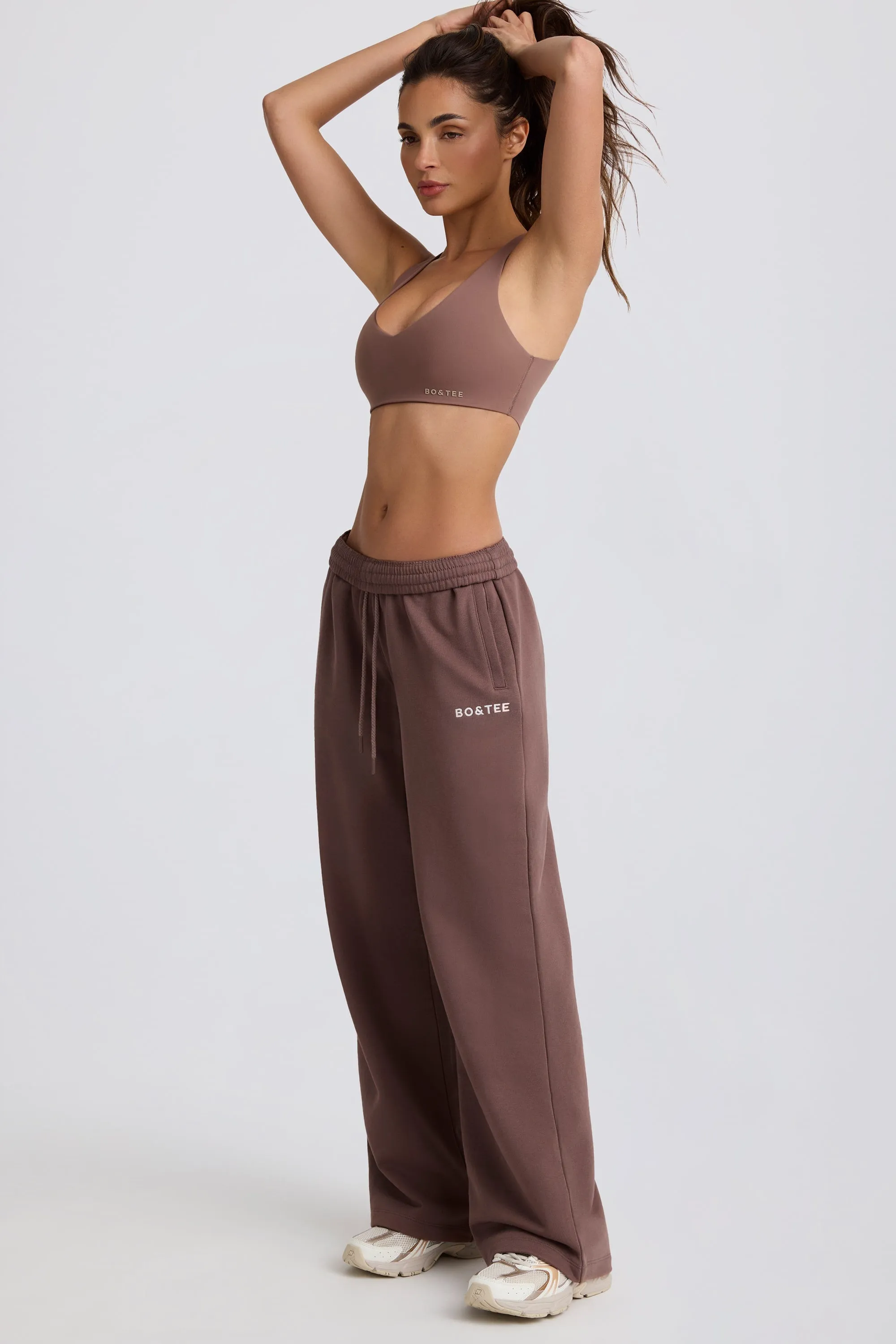 Mid-Rise Wide-Leg Joggers in Mocha sold by Bo + Tee product image thumbnail 4