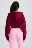 Cropped Zip-Up Hoodie in Burgundy sold by Bo + Tee