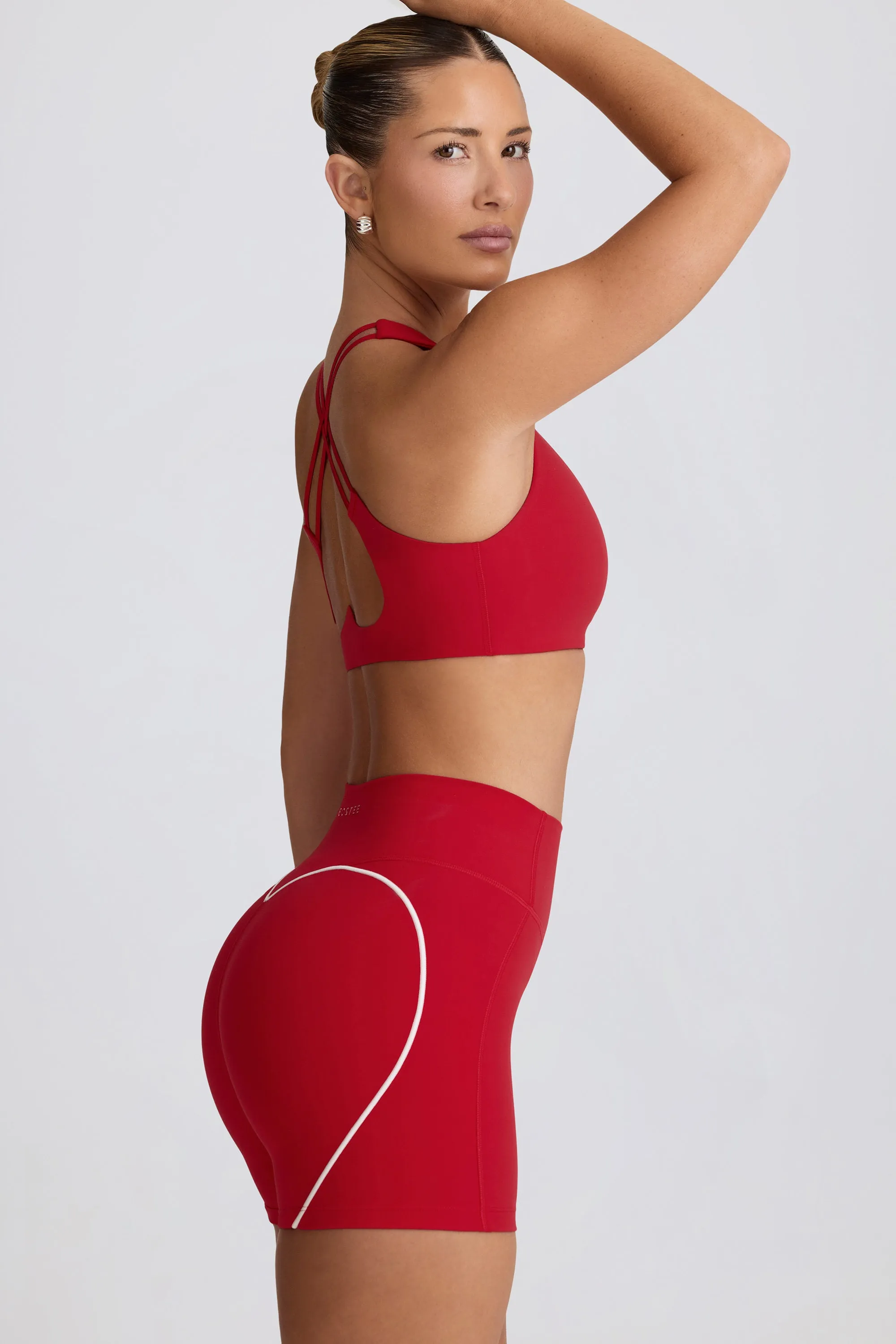 Soft Active V-Neck Sports Bra in Hot Red sold by Bo + Tee product image thumbnail 4