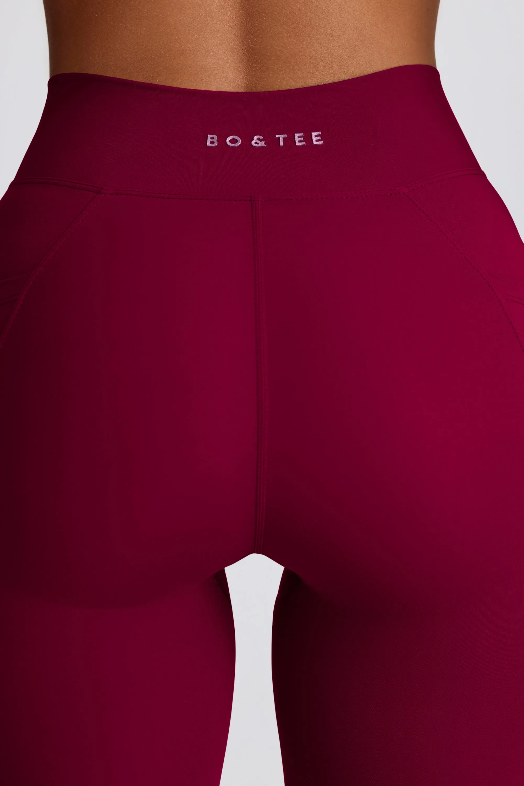 Soft Active Crossover Flared Trousers in Burgundy sold by Bo + Tee product image thumbnail 4