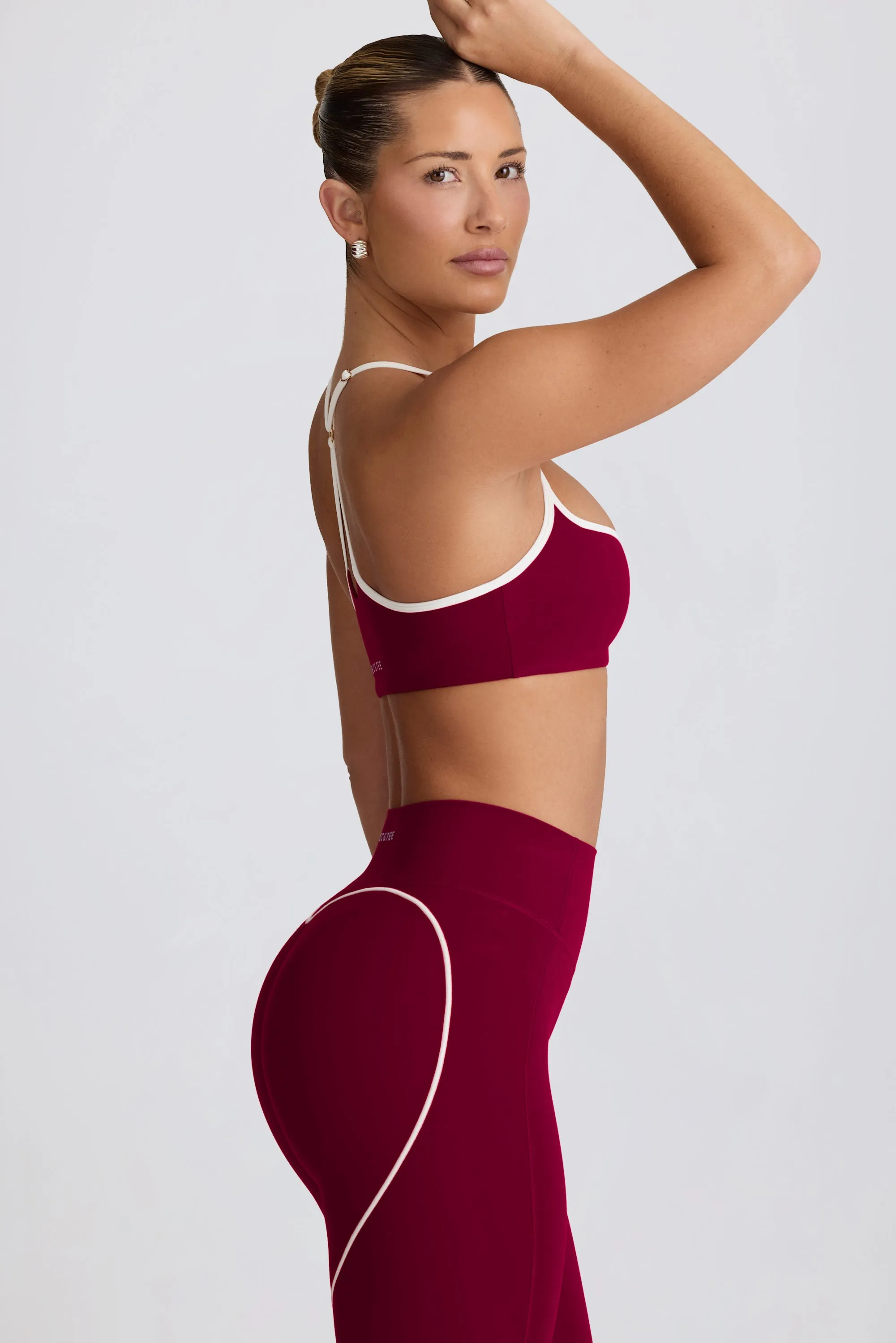 Soft Active Sweetheart-Neck Sports Bra in Burgundy sold by Bo + Tee product image thumbnail 4