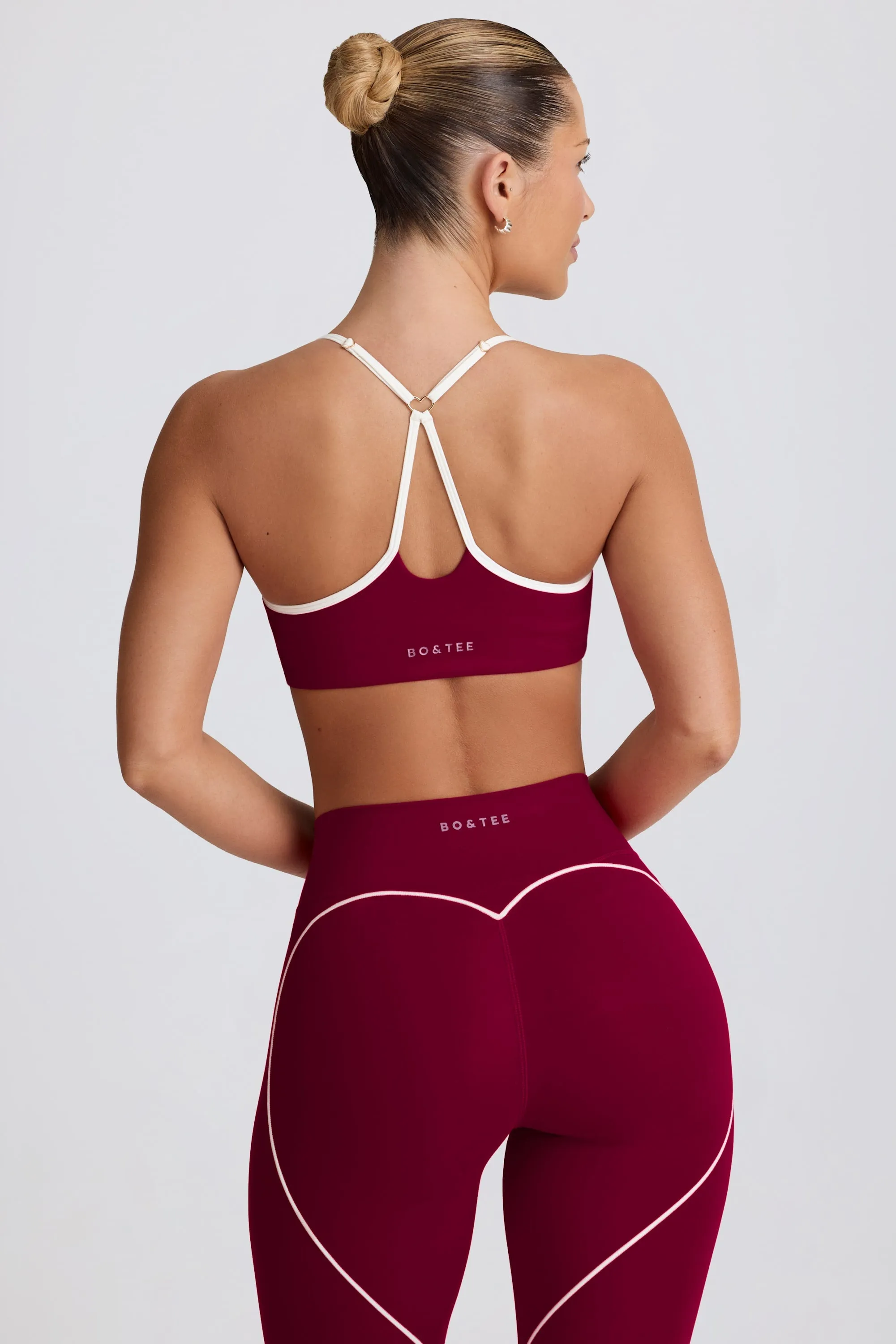 Soft Active Sweetheart-Neck Sports Bra in Burgundy sold by Bo + Tee product image thumbnail 3