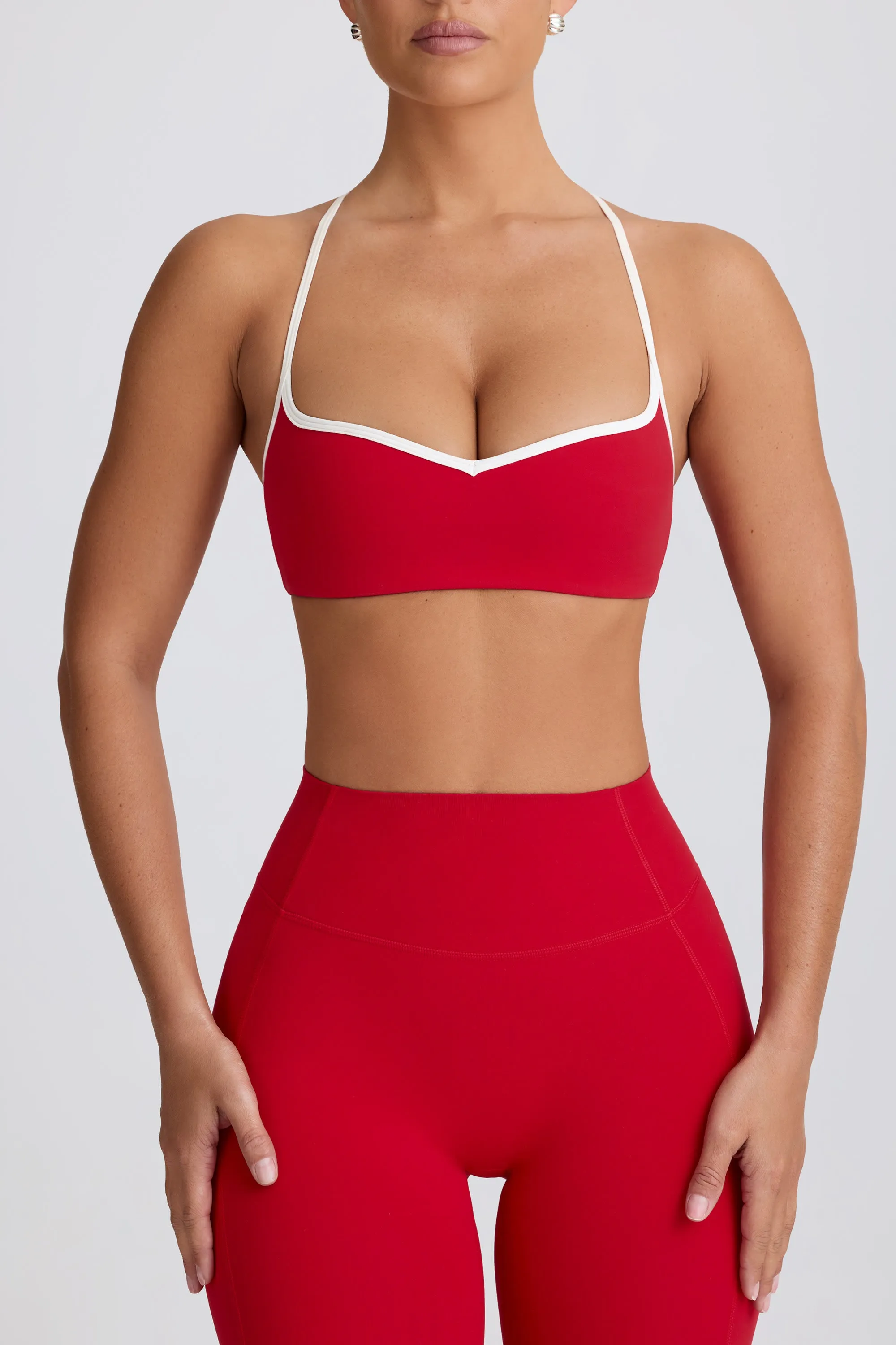 Soft Active Sweetheart-Neck Sports Bra in Hot Red sold by Bo + Tee product image thumbnail 4