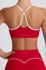 Soft Active Sweetheart-Neck Sports Bra in Hot Red sold by Bo + Tee
