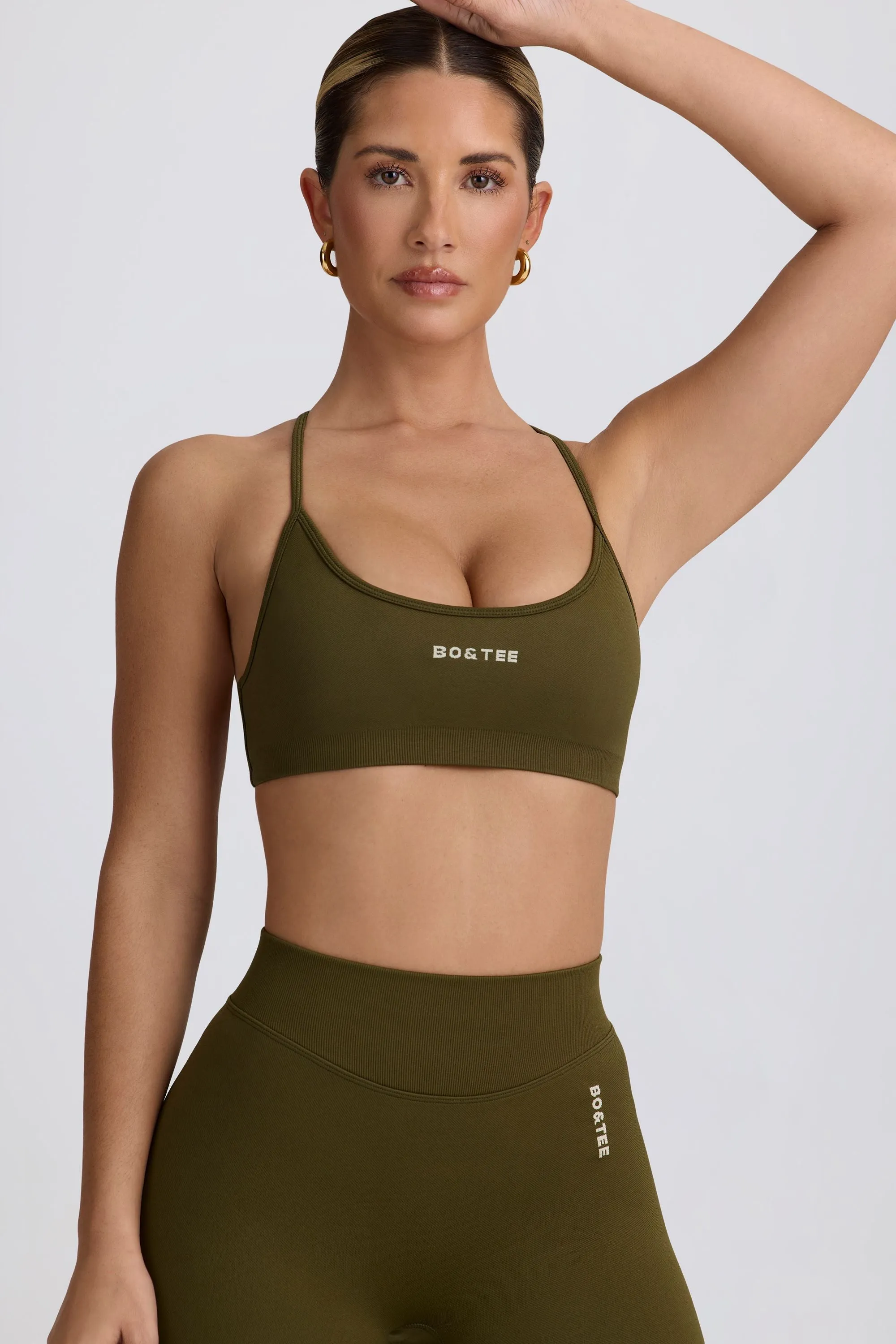 Super Sculpt Seamless Backless Sports Bra in Dark Green sold by Bo + Tee product image thumbnail 5