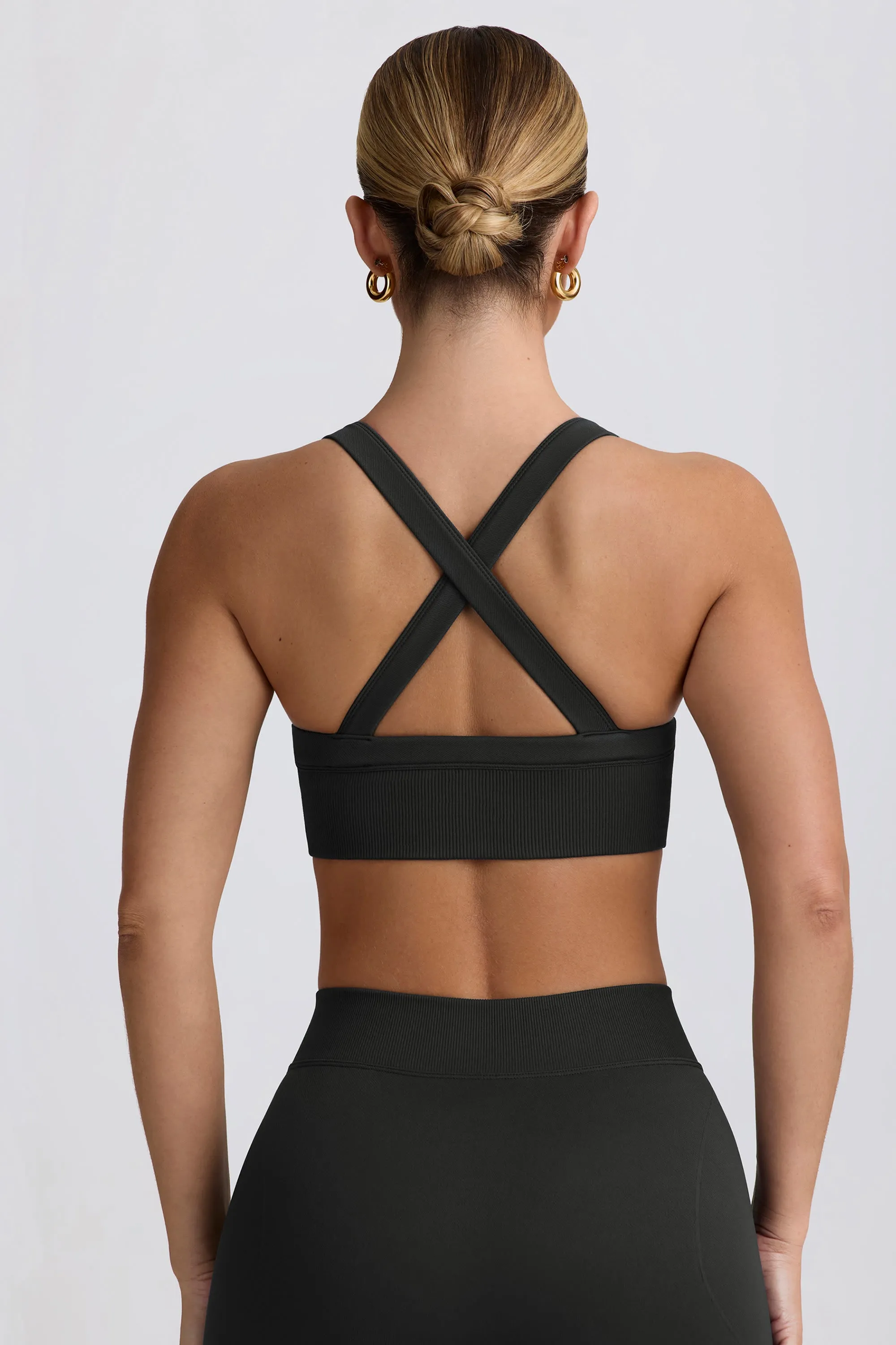 Super Sculpt Seamless Cross-Back Sports Bra in Ash sold by Bo + Tee product image thumbnail 2