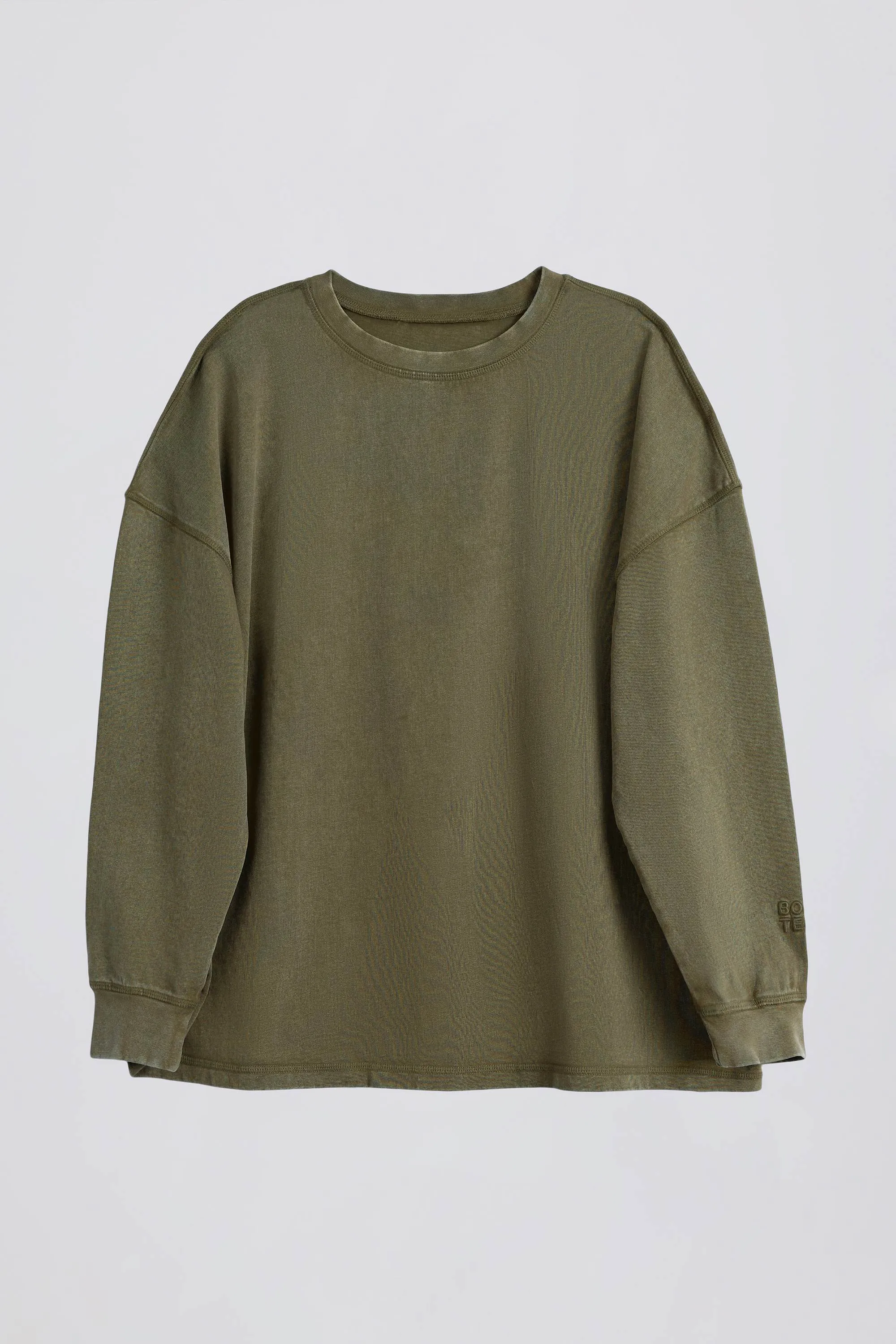Acid Wash Long-Sleeve Oversized T-Shirt in Light Green sold by Bo + Tee product image thumbnail 2