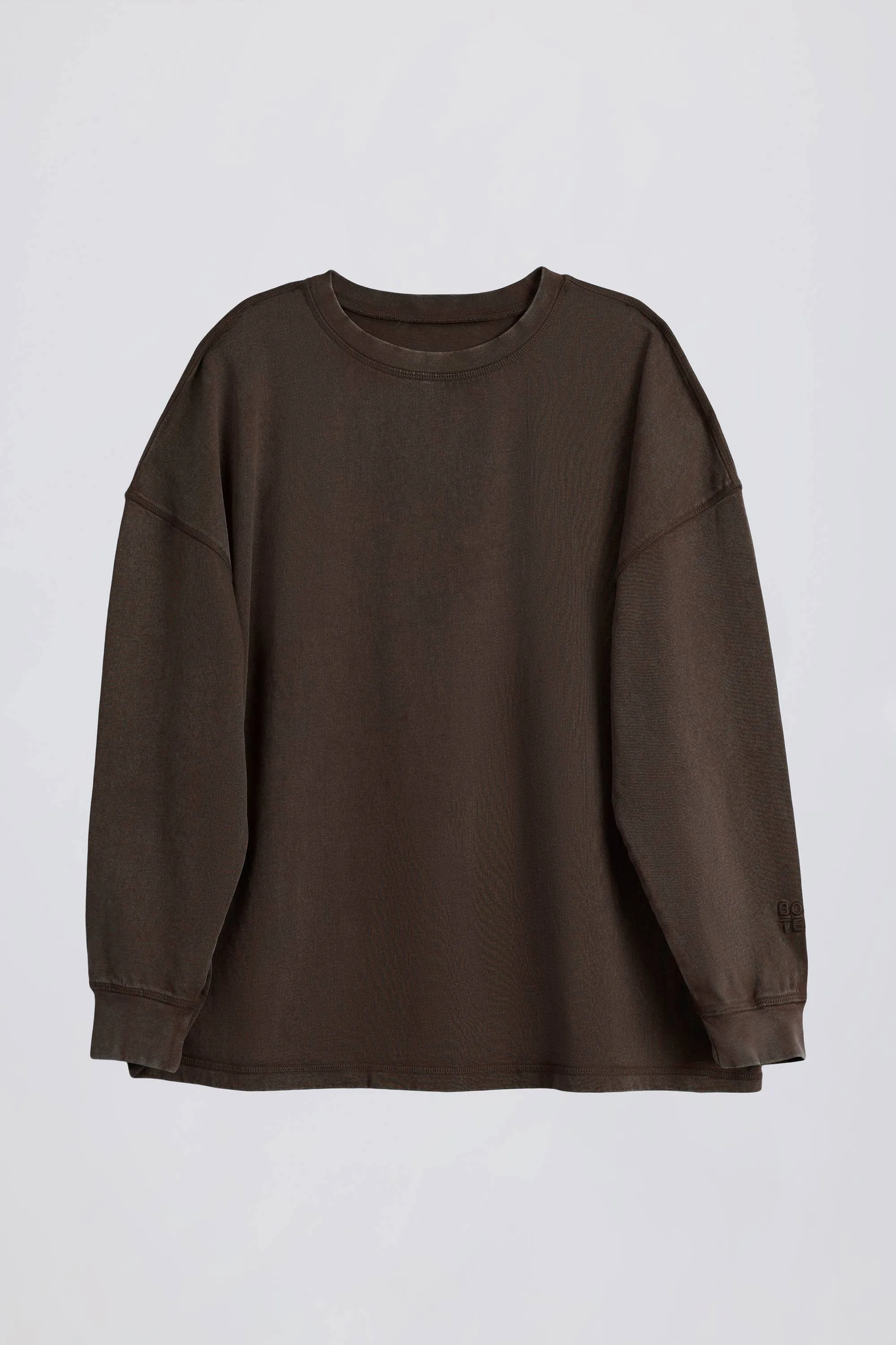 Acid Wash Long-Sleeve Oversized T-Shirt in Brown sold by Bo + Tee product image thumbnail 2