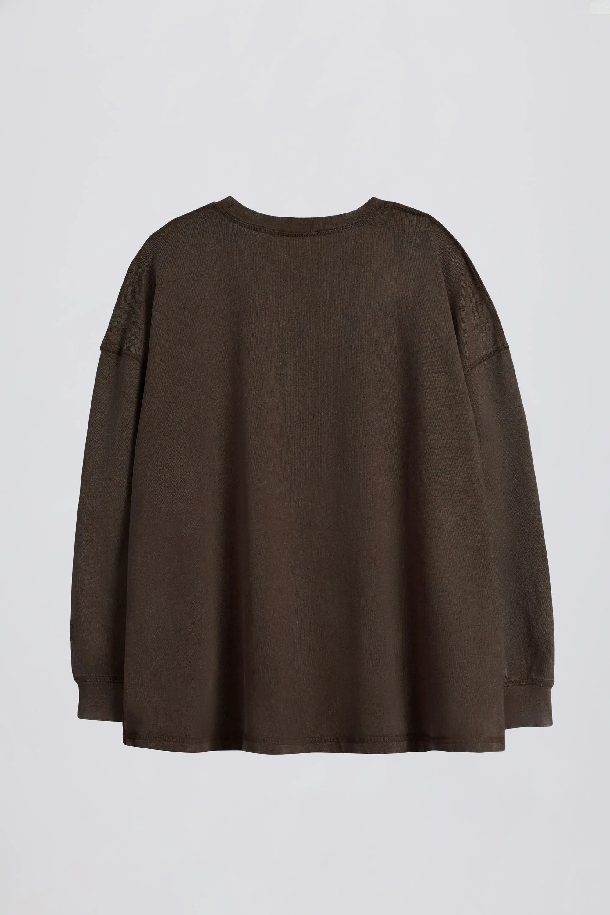 Acid Wash Long-Sleeve Oversized T-Shirt in Brown sold by Bo + Tee product image thumbnail 3
