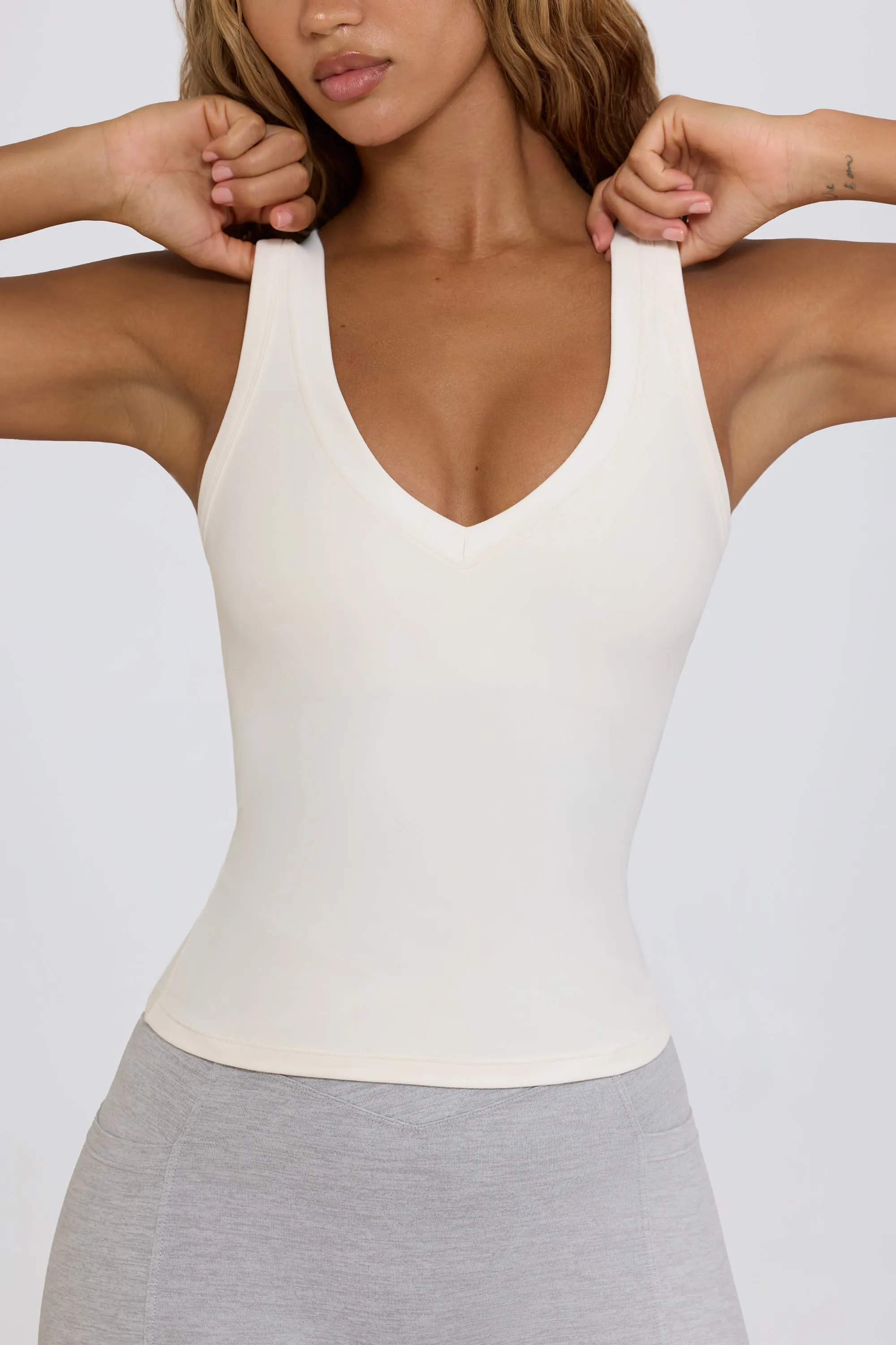 Soft Active V-Neck Tank Top in White sold by Bo + Tee product image thumbnail 4