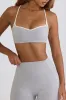 Soft Active Sweetheart-Neck Sports Bra in Grey Marl sold by Bo + Tee