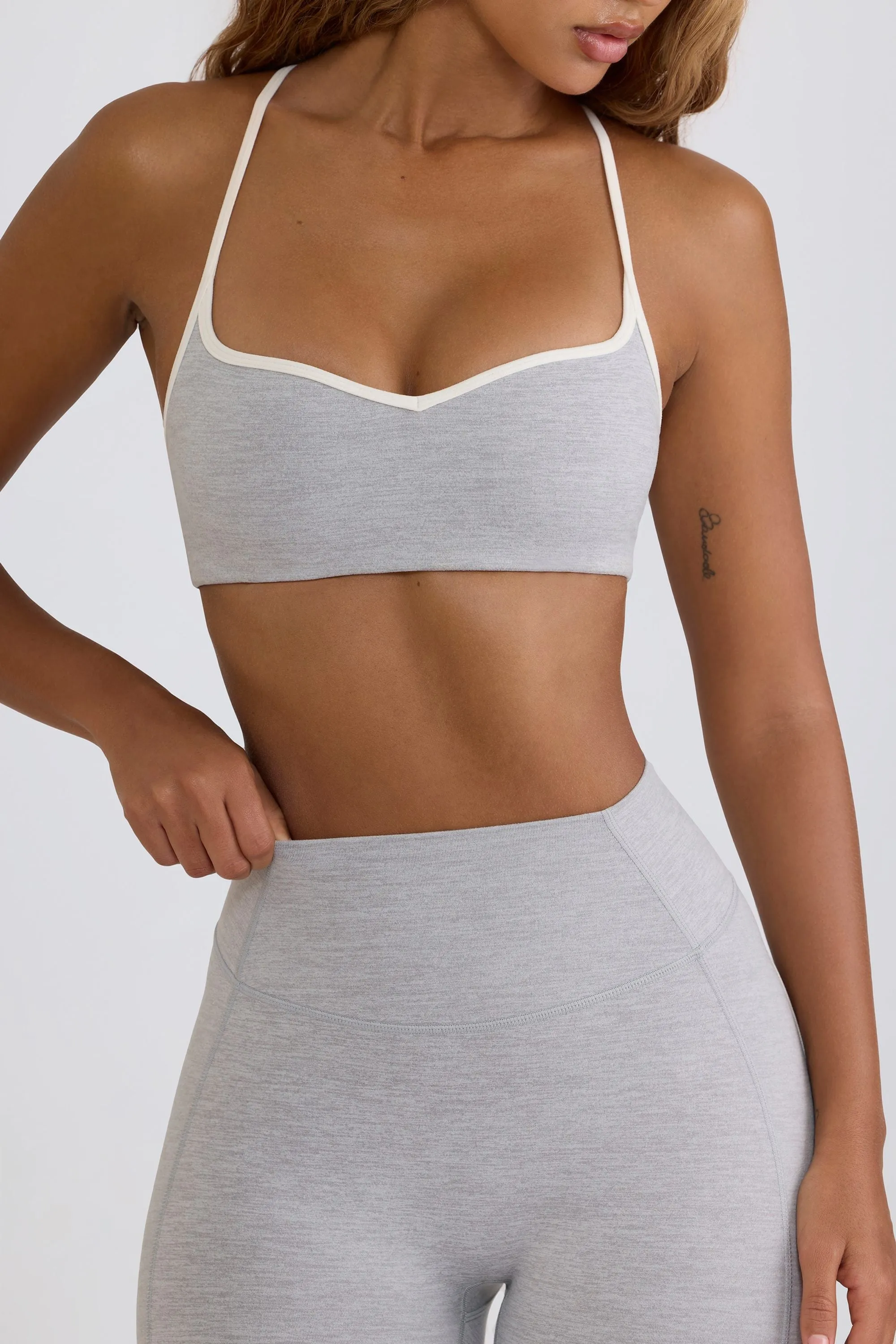 Soft Active Sweetheart-Neck Sports Bra in Grey Marl sold by Bo + Tee product image thumbnail 4