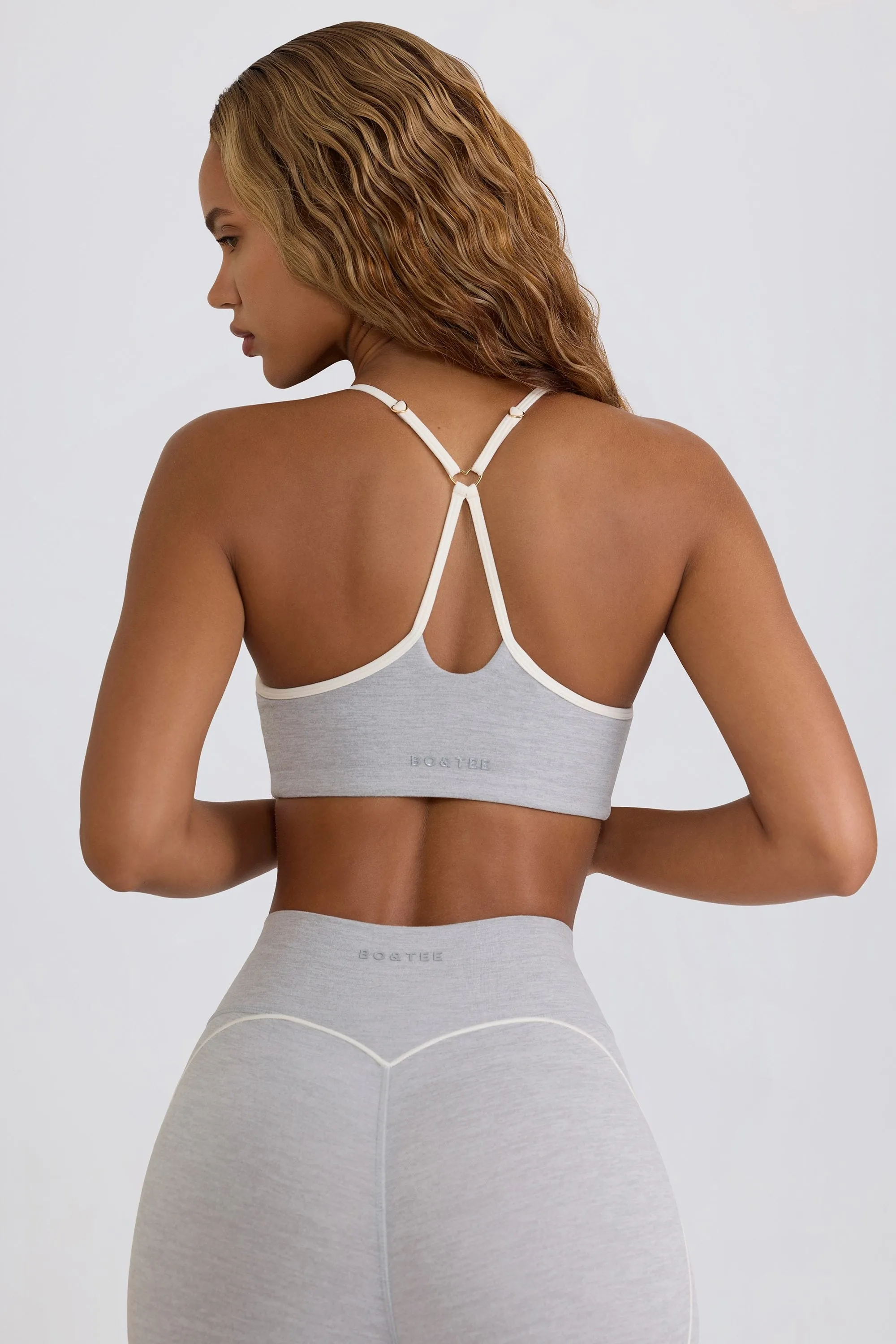 Soft Active Sweetheart-Neck Sports Bra in Grey Marl sold by Bo + Tee product image thumbnail 2