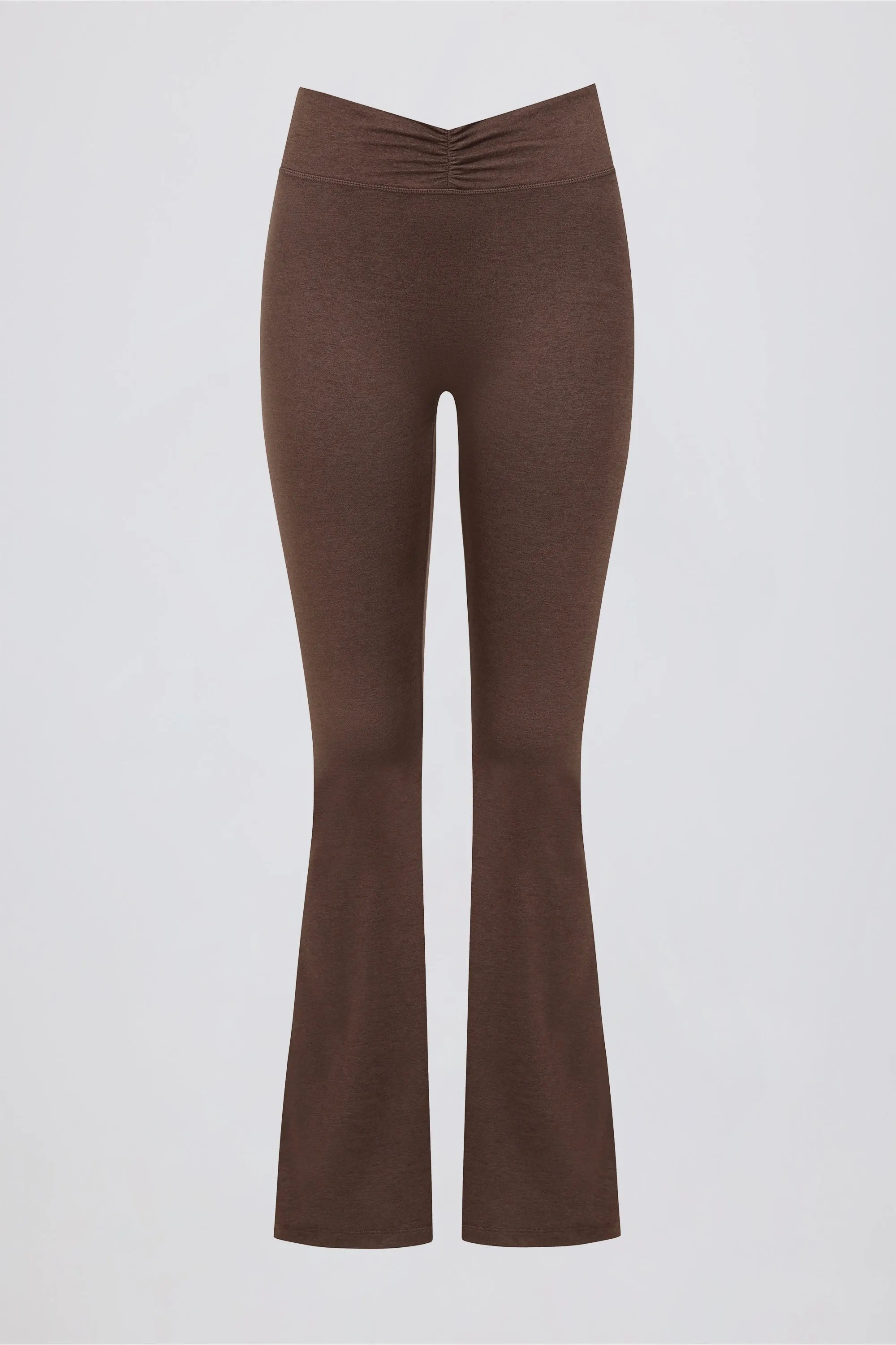 Brushed Jersey Ruched Flared Trousers in Pecan Marl sold by Bo + Tee product image thumbnail 5