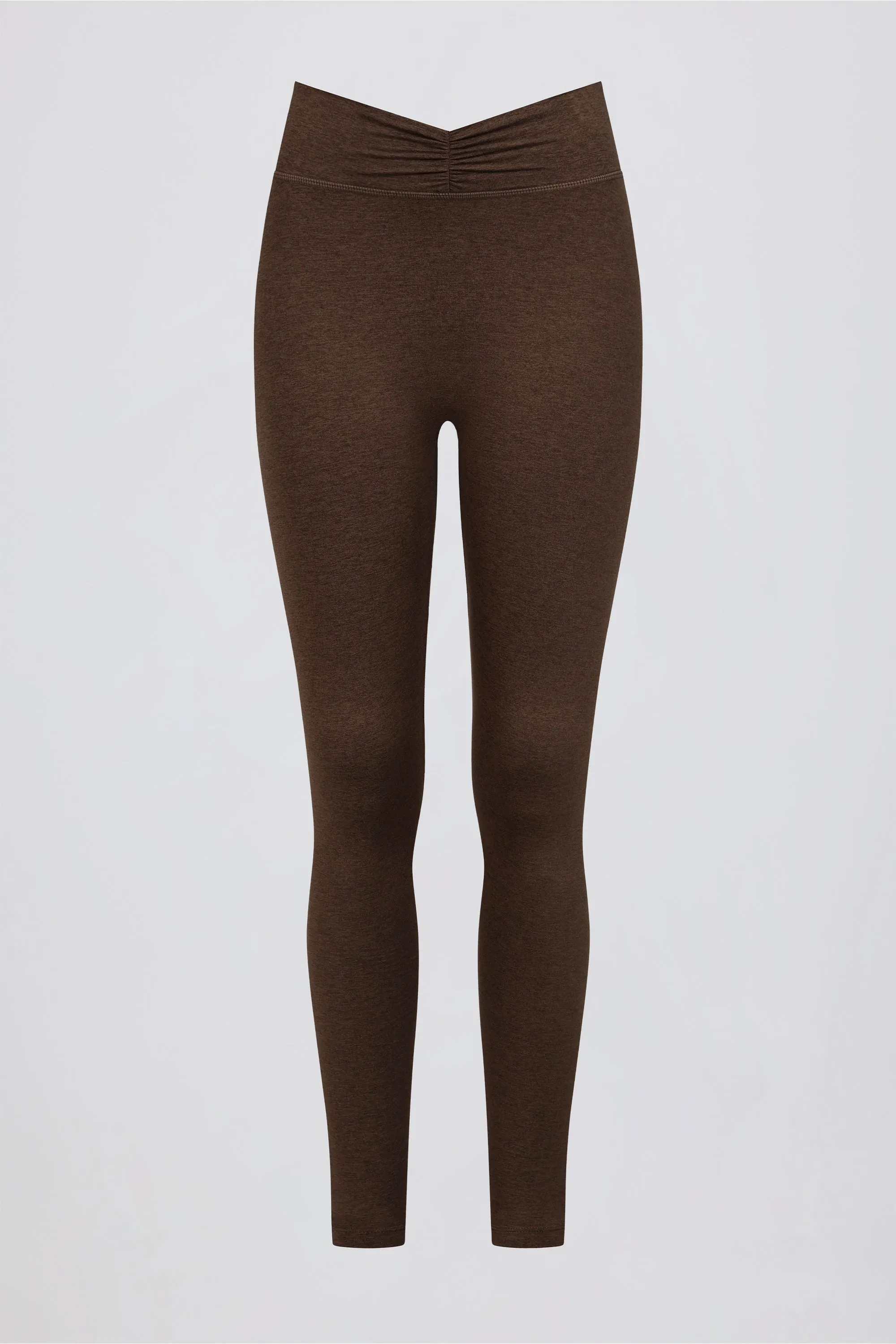 Brushed Jersey Ruched Mid-Rise Leggings in Pecan Marl sold by Bo + Tee product image thumbnail 5