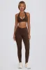 Ruched Mid-Rise Leggings in Pecan Marl sold by Bo + Tee