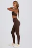 Ruched Mid-Rise Leggings in Pecan Marl sold by Bo + Tee