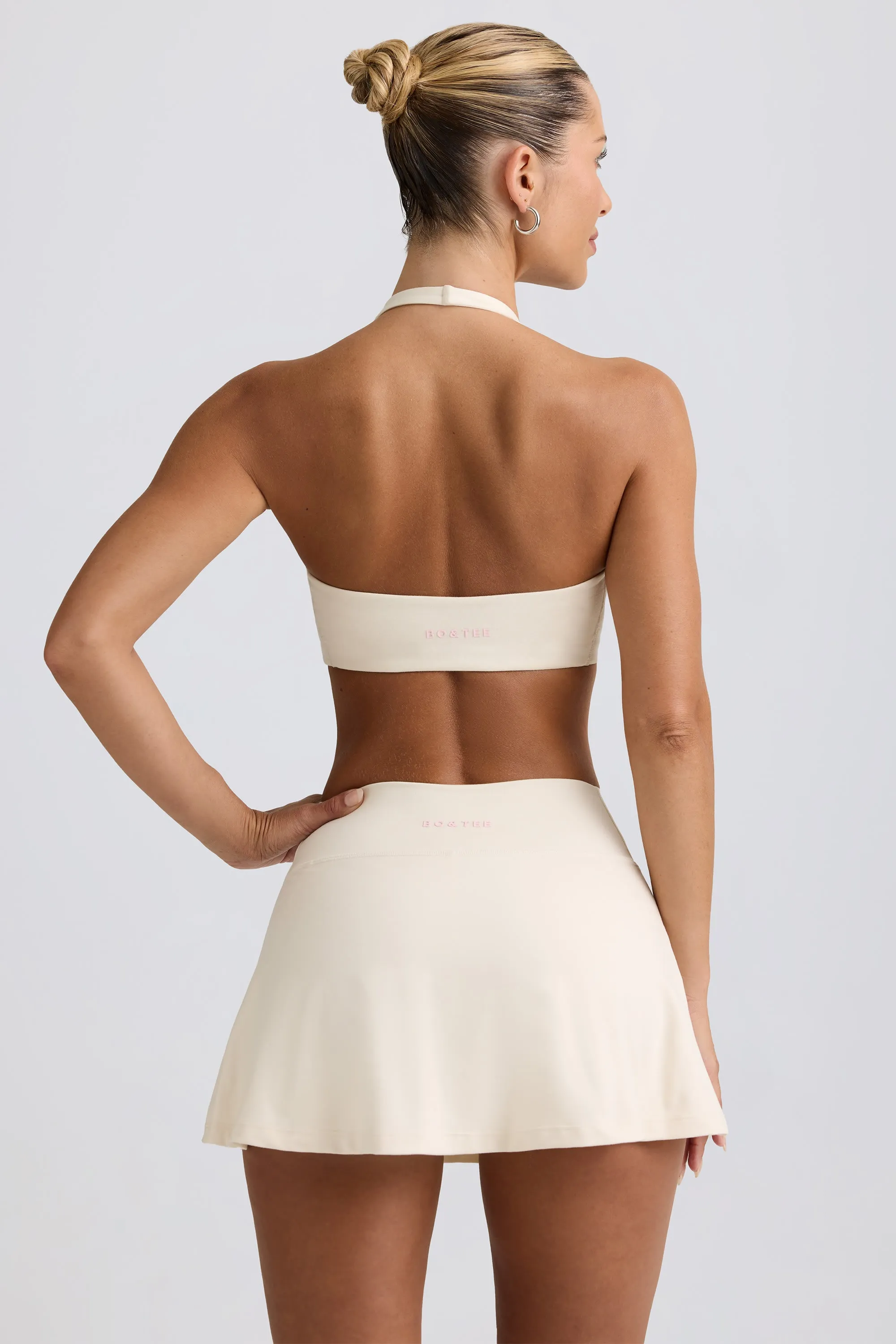 Brushed Jersey Crossover Mini Skort in Ivory Marl sold by Bo + Tee product image thumbnail 2