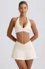 Crossover Mini Skort in Ivory Marl sold by Bo + Tee