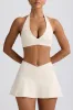 Crossover Mini Skort in Ivory Marl sold by Bo + Tee
