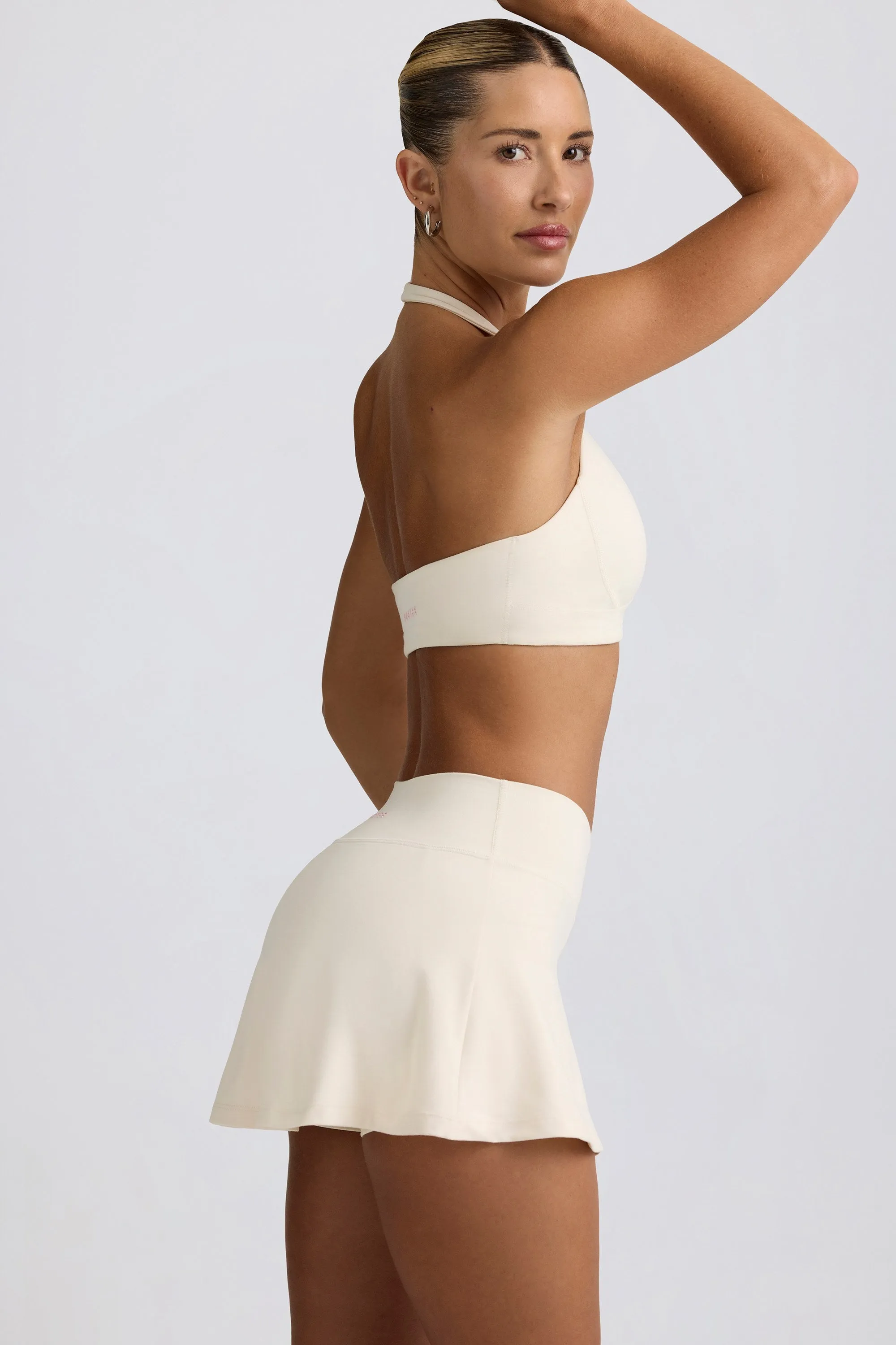 Brushed Jersey Crossover Mini Skort in Ivory Marl sold by Bo + Tee product image thumbnail 5