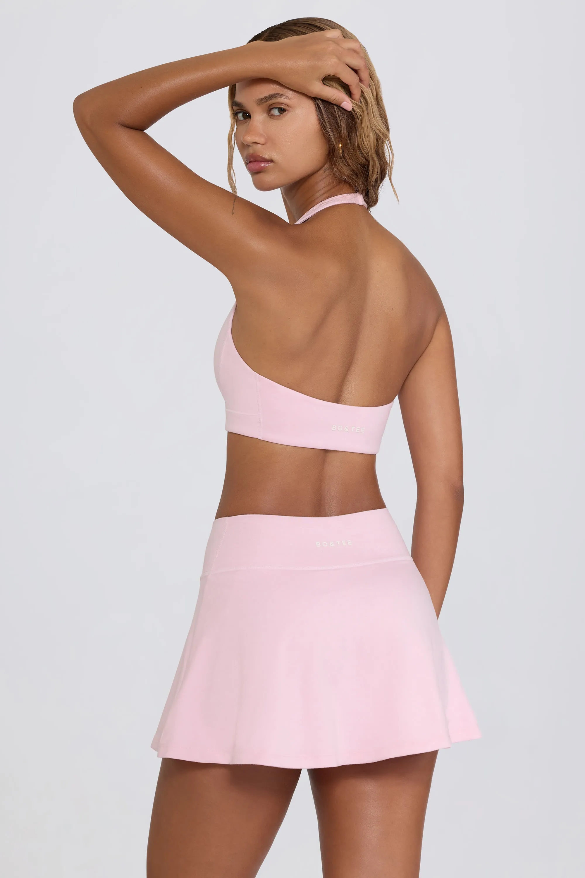Brushed Jersey Crossover Mini Skort in Pale Pink Marl sold by Bo + Tee product image thumbnail 2