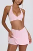 Crossover Mini Skort in Pale Pink Marl sold by Bo + Tee