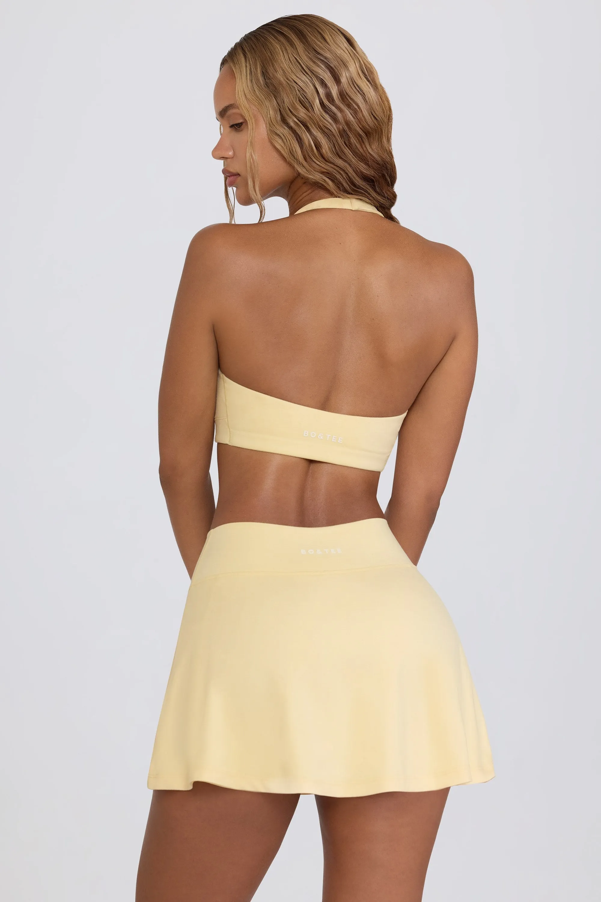 Brushed Jersey Crossover Mini Skort in Lemon Marl sold by Bo + Tee product image thumbnail 2