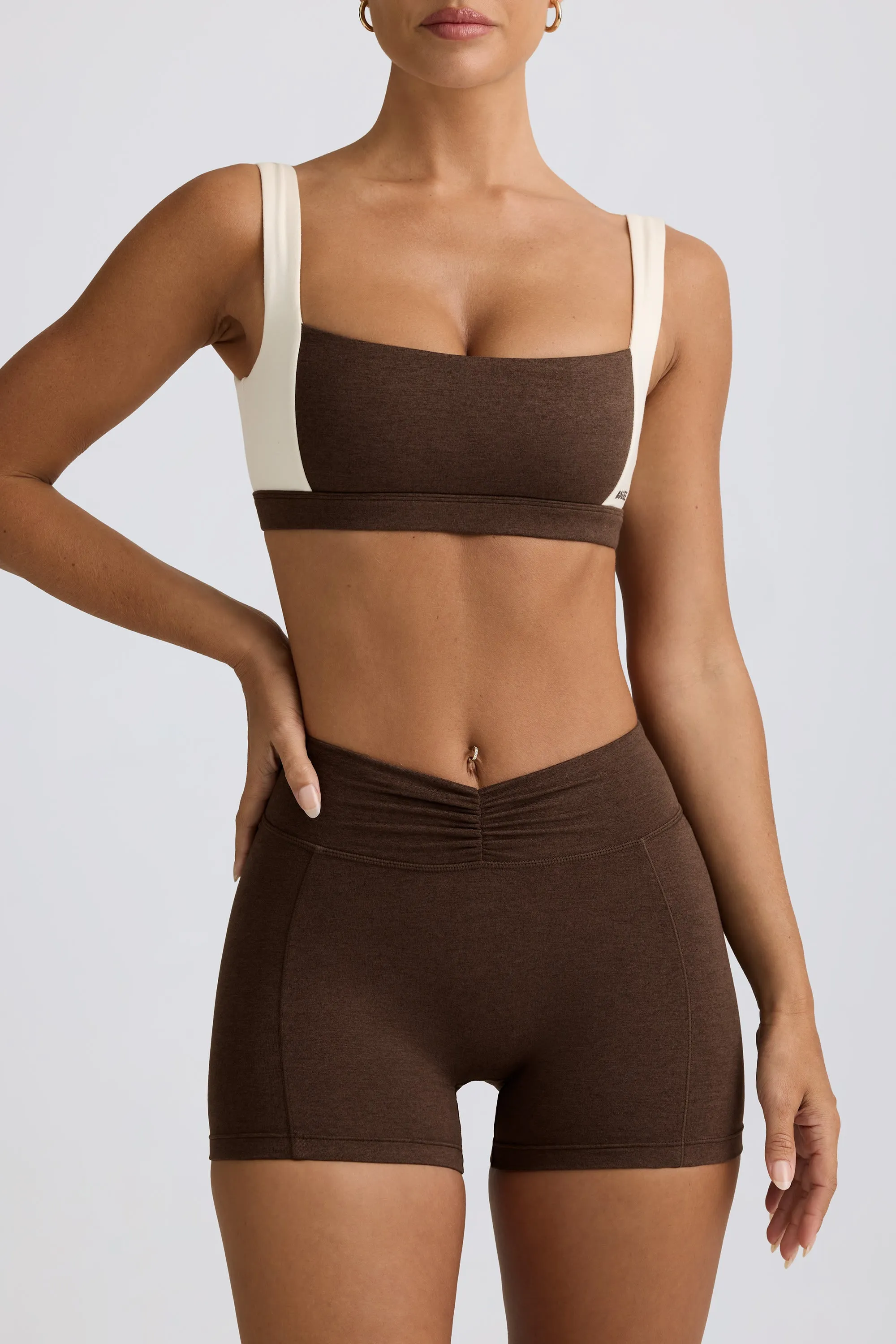 Ruched Mini Shorts in Pecan Marl sold by Bo + Tee product image thumbnail 4