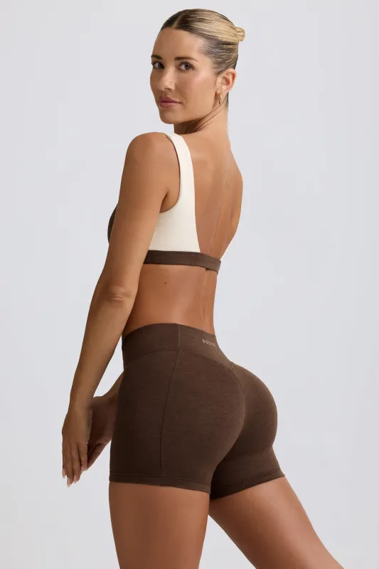 Ruched Mini Shorts in Pecan Marl sold by Bo + Tee
