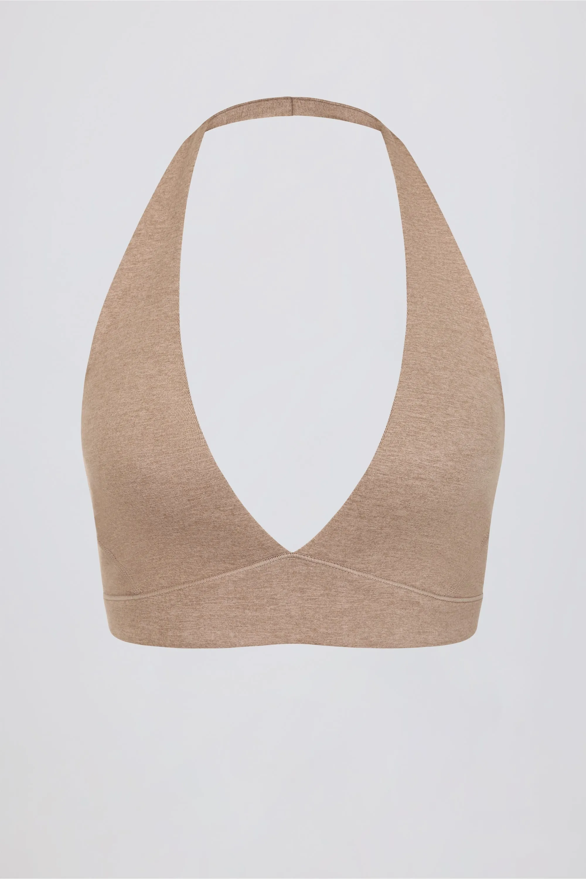 Brushed Jersey V-Neck Sports Bra in Mocha Marl sold by Bo + Tee product image thumbnail 5