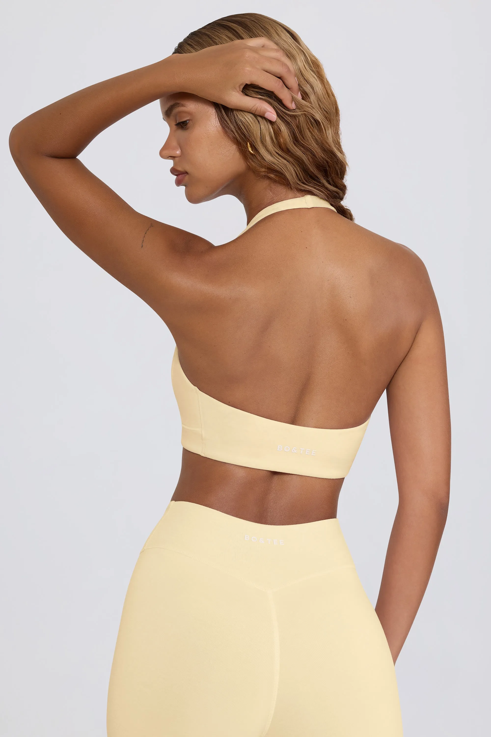 Brushed Jersey V-Neck Sports Bra in Lemon Marl sold by Bo + Tee product image thumbnail 2