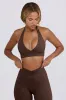 V-Neck Sports Bra in Pecan Marl sold by Bo + Tee