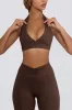 V-Neck Sports Bra in Pecan Marl sold by Bo + Tee