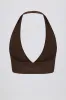 V-Neck Sports Bra in Pecan Marl sold by Bo + Tee