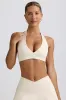 V-Neck Sports Bra in Ivory Marl sold by Bo + Tee