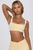 Contrast Sports Bra in Lemon Marl sold by Bo + Tee