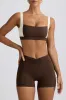 Contrast Sports Bra in Pecan Marl sold by Bo + Tee