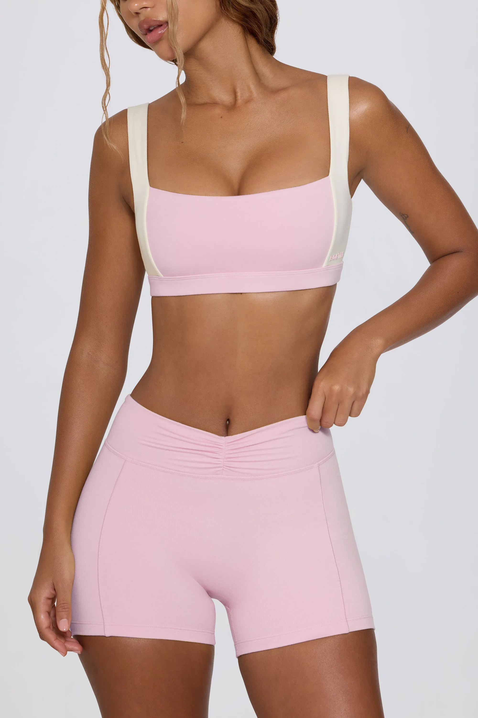 Contrast Sports Bra in Pale Pink Marl sold by Bo + Tee product image thumbnail 4