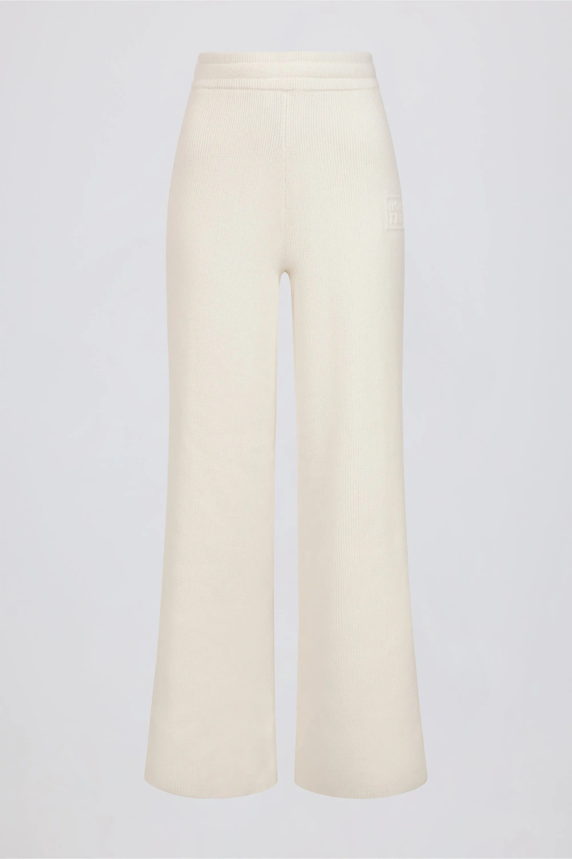 Ribbed Knit Wide-Leg Joggers in Ivory sold by Bo + Tee