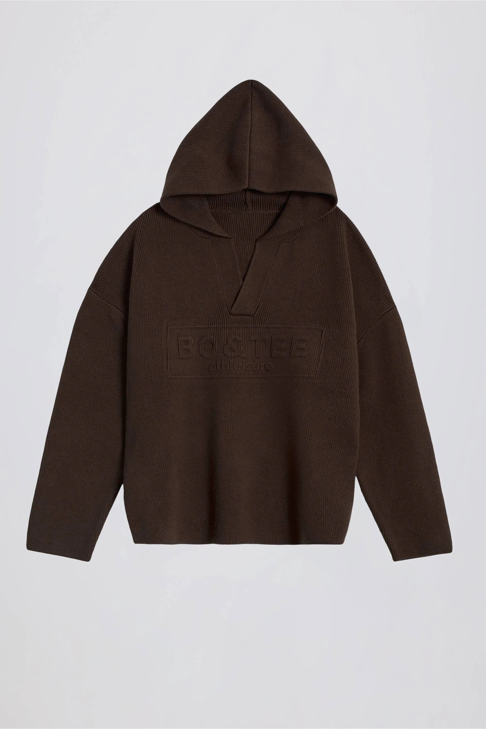 Ribbed Knit Oversized Hoodie in Pecan sold by Bo + Tee