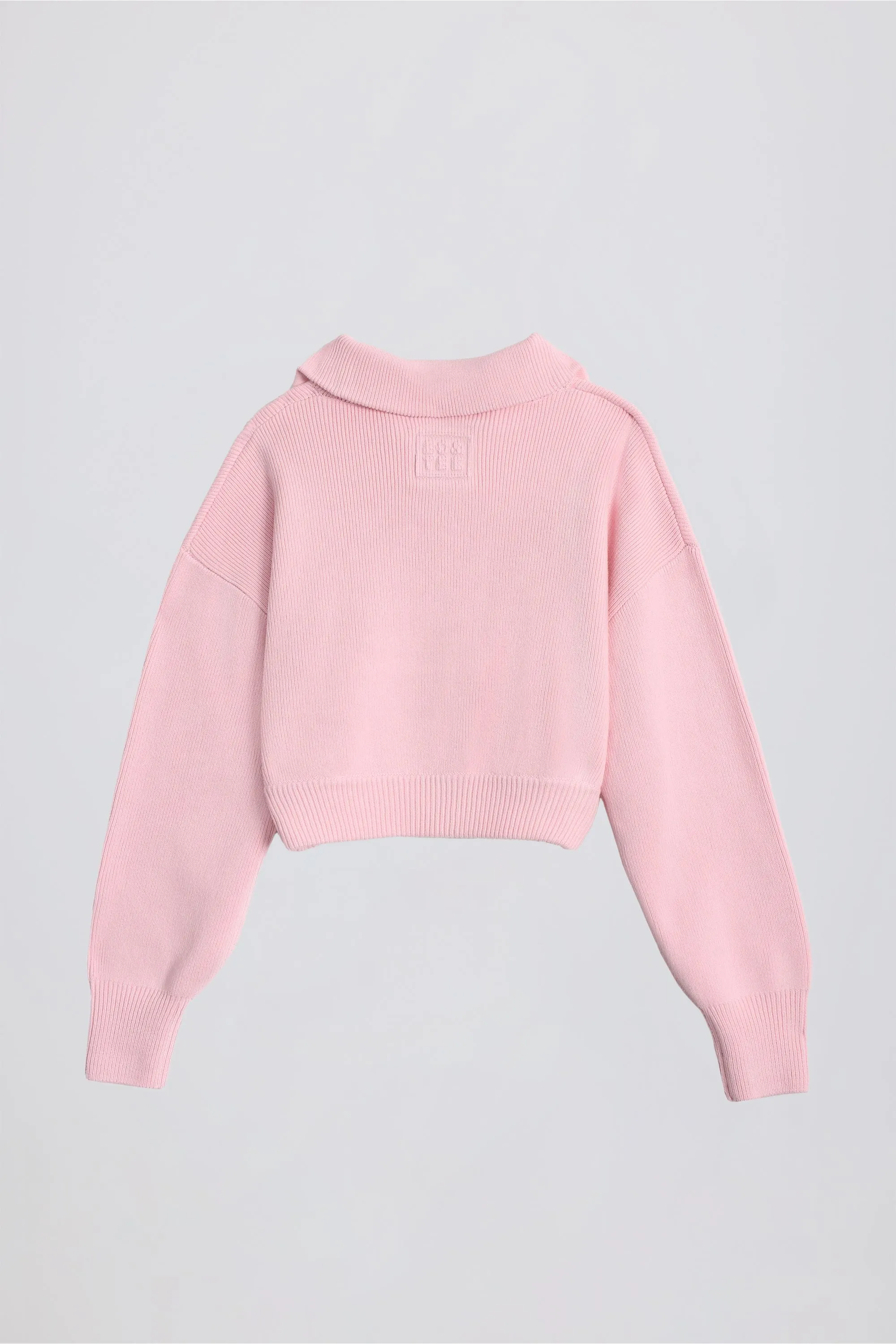 Ribbed Knit Zip-Up Cropped Sweatshirt in Pale Pink sold by Bo + Tee product image thumbnail 2
