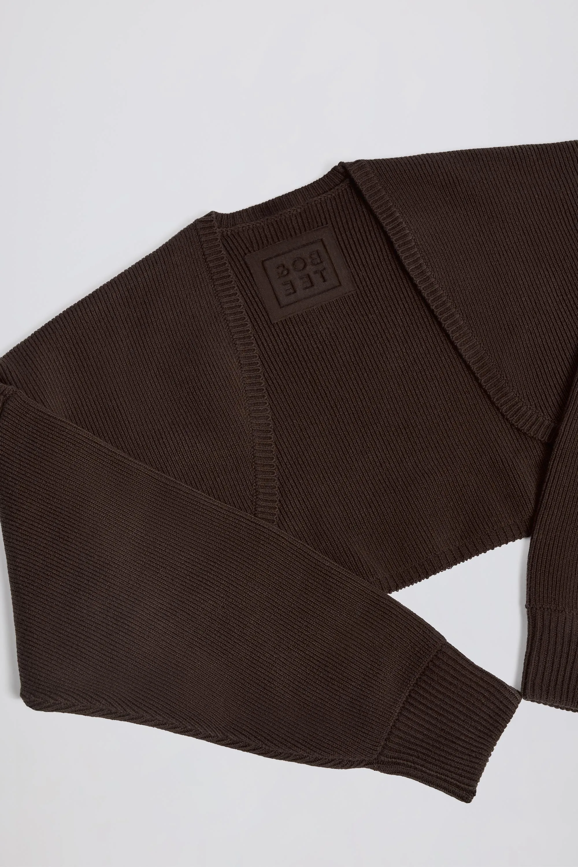 Ribbed-Knit Cropped Shrug in Pecan sold by Bo + Tee product image thumbnail 3