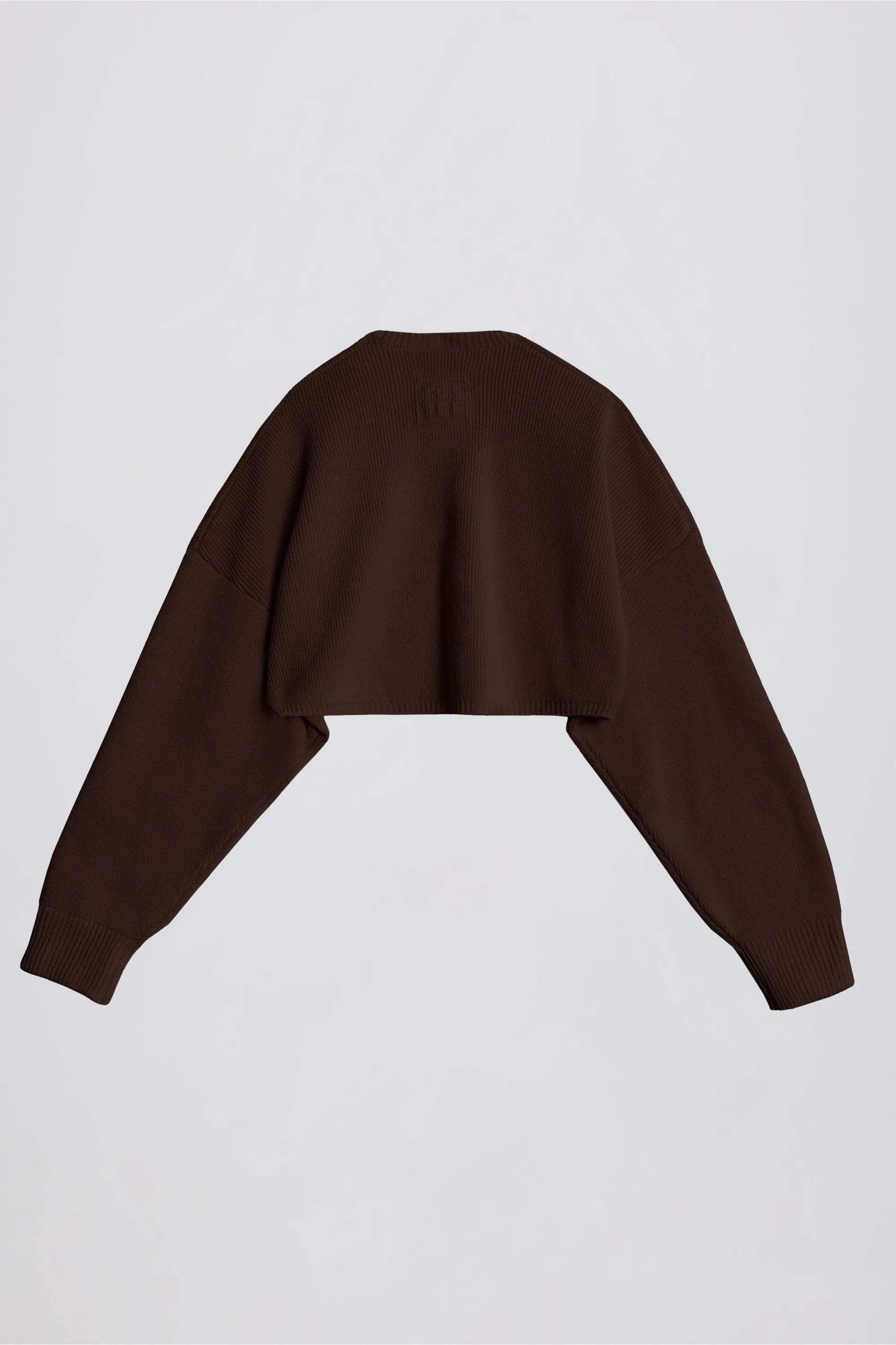 Ribbed-Knit Cropped Shrug in Pecan sold by Bo + Tee product image thumbnail 2