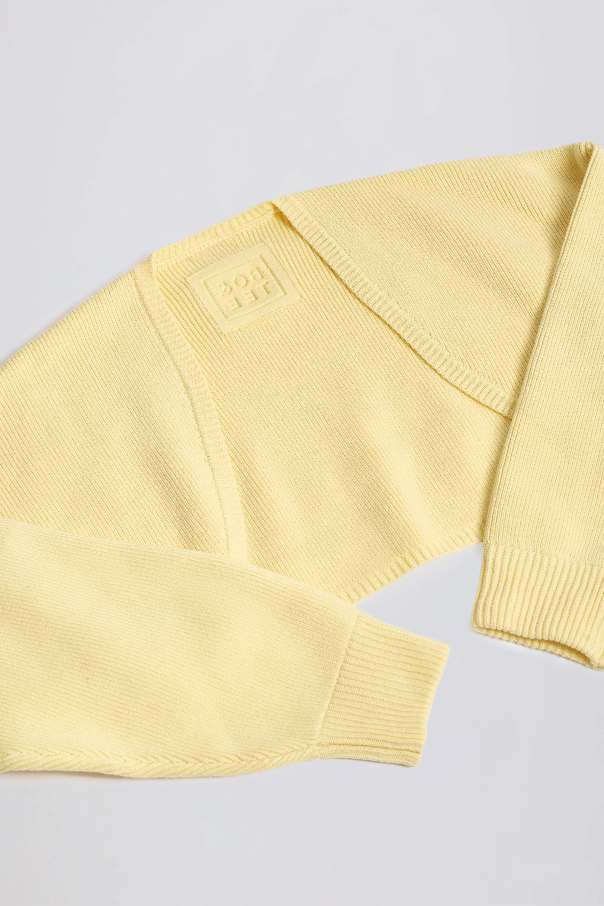 Ribbed-Knit Cropped Shrug in Lemon sold by Bo + Tee product image thumbnail 3