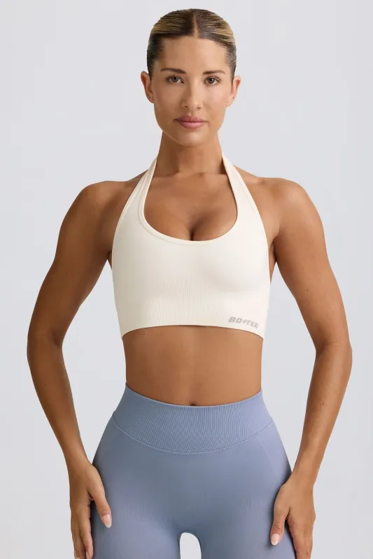 Define Luxe Halterneck Sports Bra in White sold by Bo + Tee