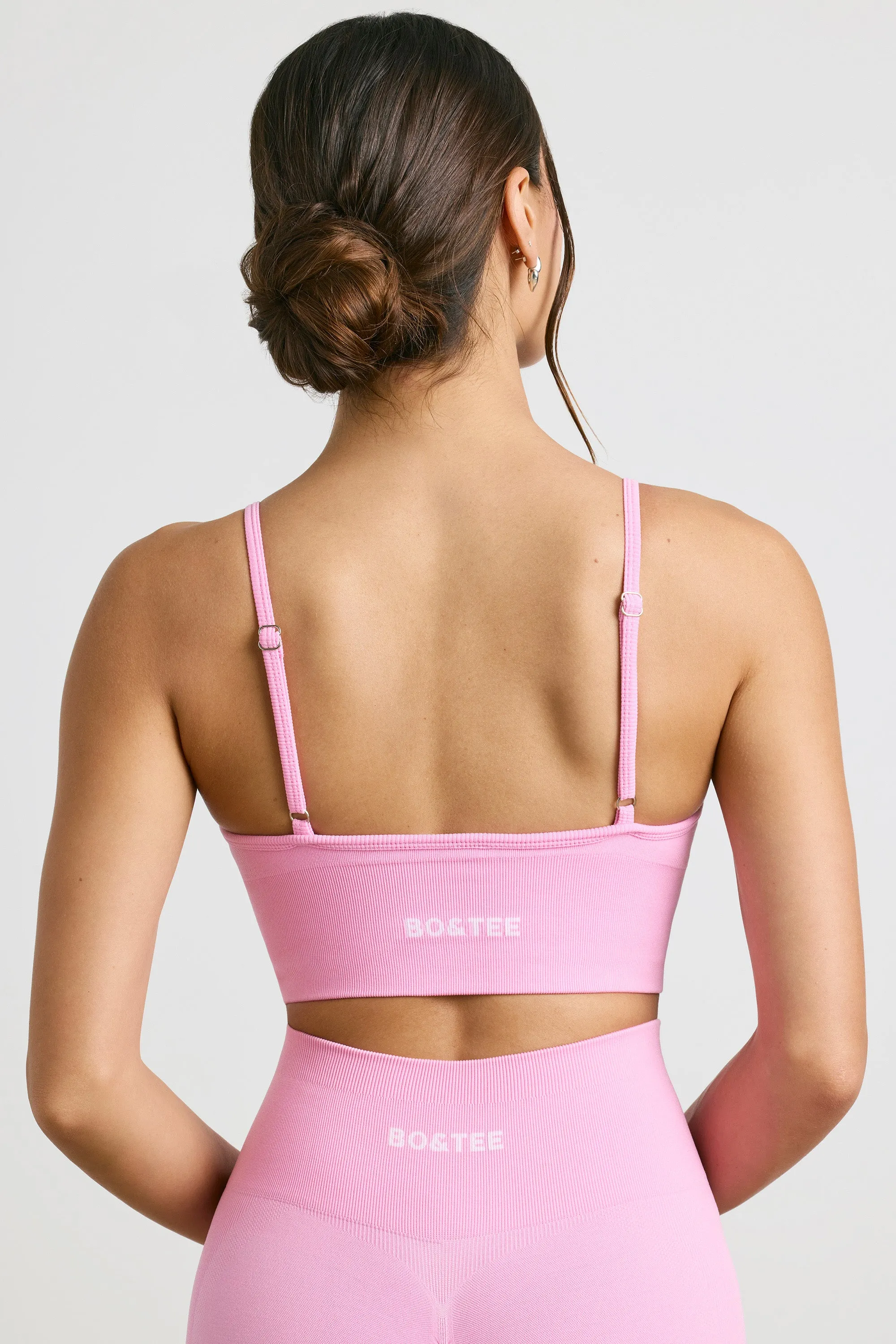 Define Luxe V-Neck Sports Bra in Bubblegum Pink sold by Bo + Tee product image thumbnail 2