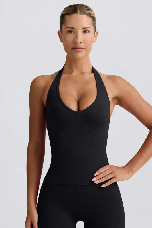 Define Luxe Halterneck Tank Top in Black sold by Bo + Tee