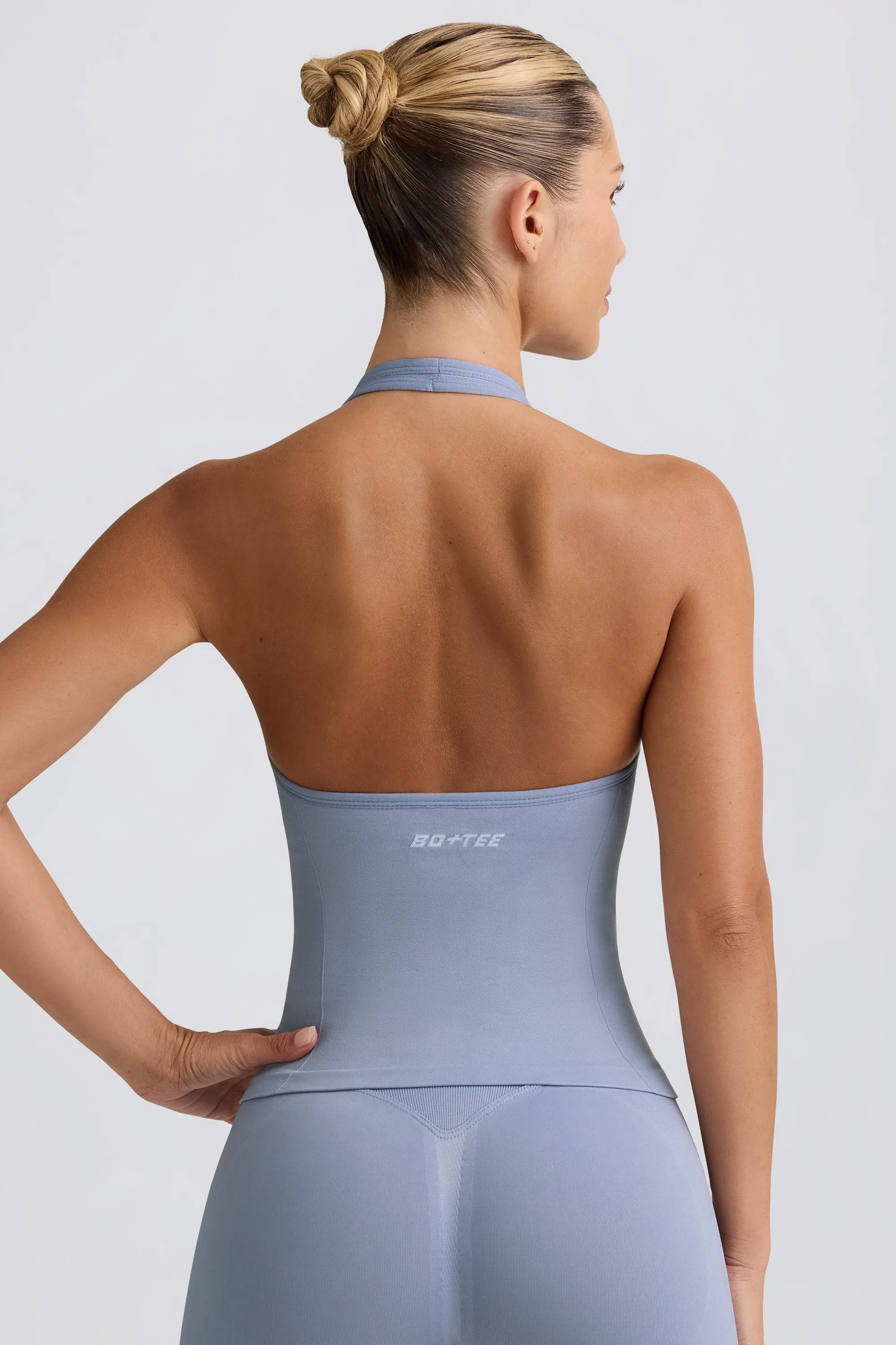Define Luxe Halterneck Tank Top in Blue Grey sold by Bo + Tee product image thumbnail 2