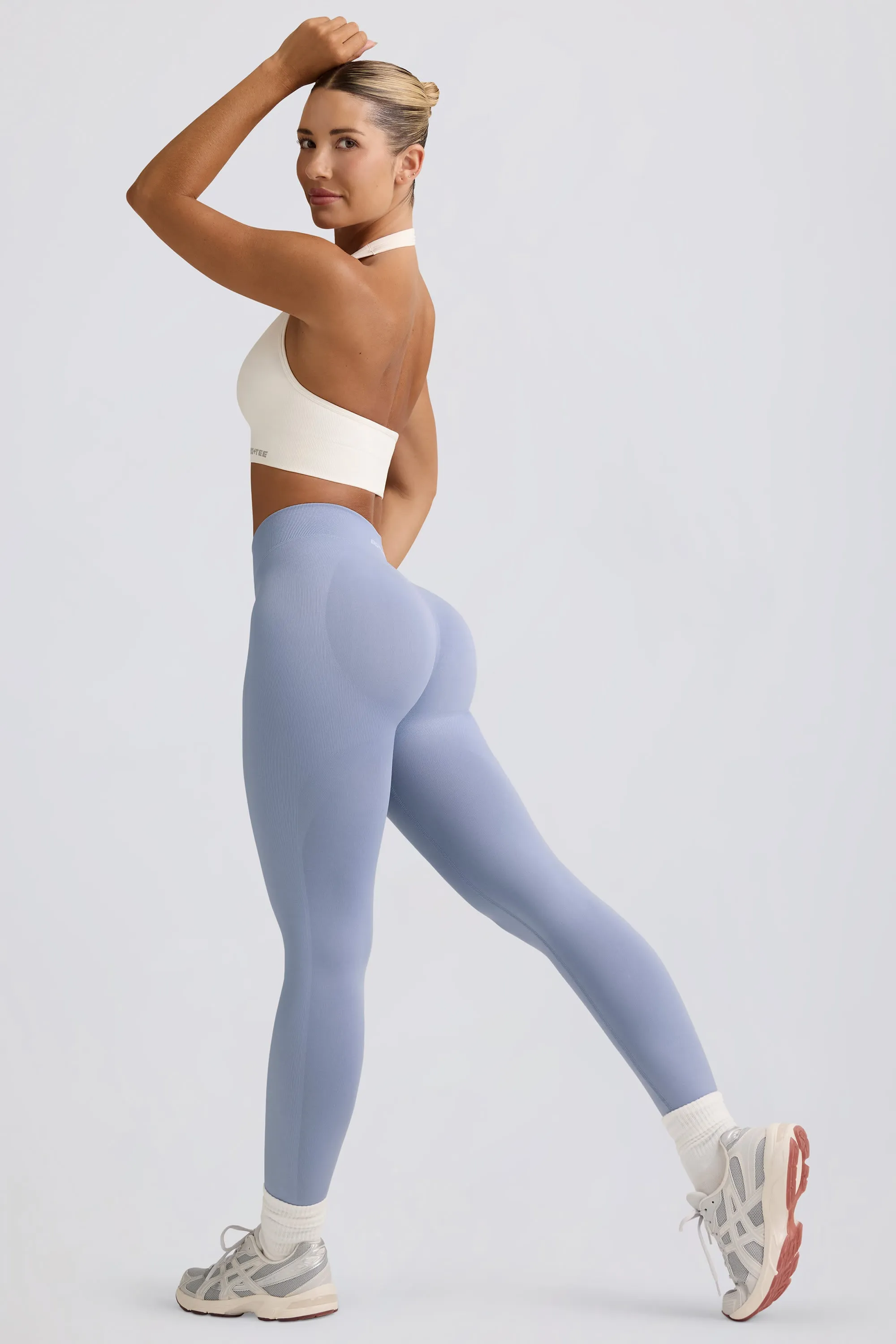 Define Luxe High-Waist Leggings in Blue Grey sold by Bo + Tee